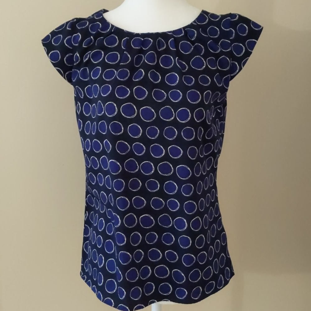 Banana Republic blouse, black with blue circle pattern